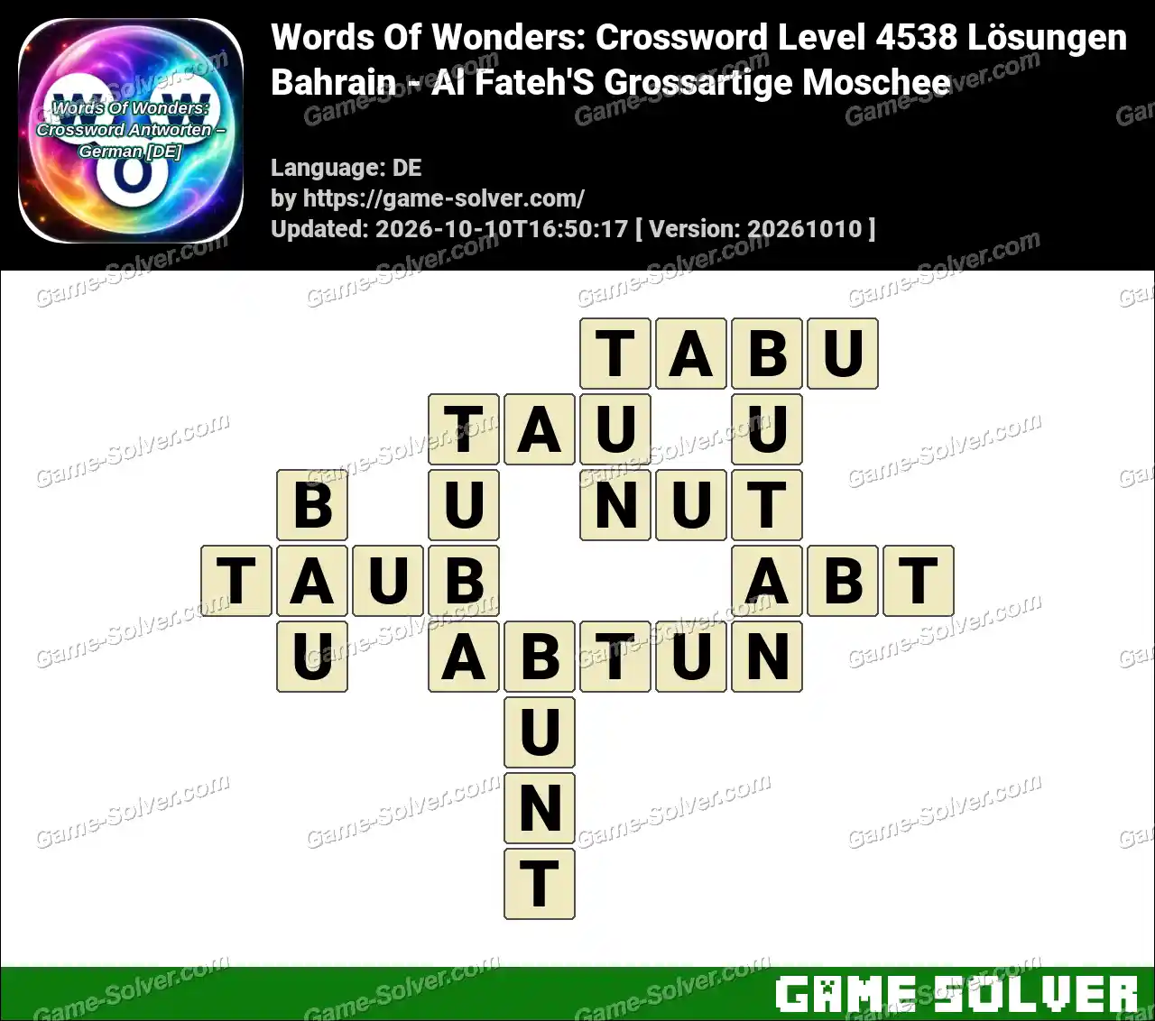 Words Of Wonders: Crossword Level 4538 Lösungen – Bahrain – Al Fateh’S Grossartige Moschee